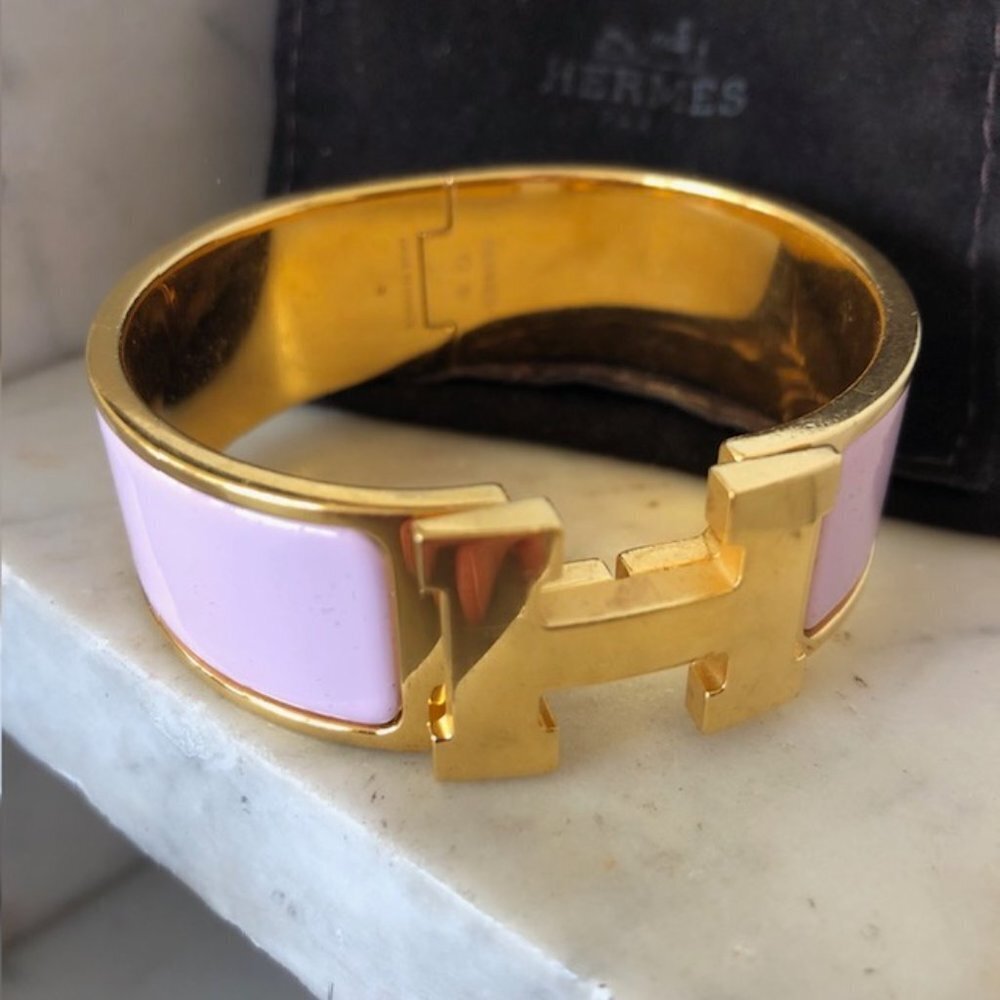 Hermès Thick Clic Clac H Bracelet PM Rose Candeur Gold Authentic